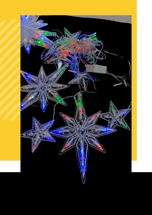 CORTINA ESTRELLA NAVIDAD TRANSPARENTE -RGB