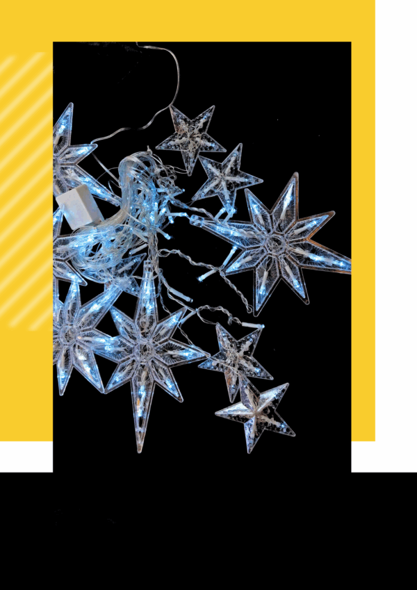 CORTINA ESTRELLA NAVIDAD TRANSPARENTE -BLANCO