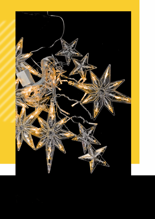 CORTINA ESTRELLA NAVIDAD TRANSPARENTE -AMBAR