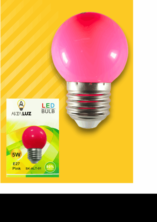 Bombillos Led - TAPA REDONDA - ROSA - E27 - 5w